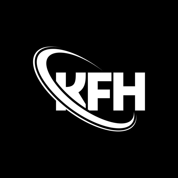 Vector logotipo kfh kfh letra kfh diseño de logotipo de letra iniciales kfh logotipo vinculado con círculo y mayúscula logotipo monograma kfh tipografía para negocios de tecnología y marca inmobiliaria