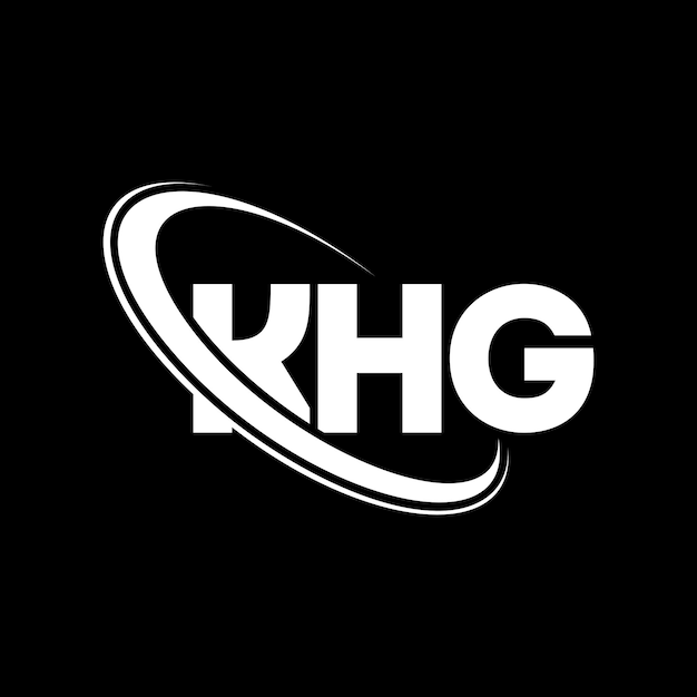 El logotipo de KHG, la letra KHG, el diseño del logotipo de la carta KHG, las iniciales del logotipo KHG vinculadas con un círculo y un monograma en mayúscula, el logotipo KH G, la tipografía para el negocio tecnológico y la marca inmobiliaria.