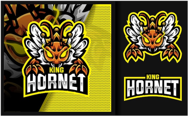 Logotipo de king hornet mascot gaming