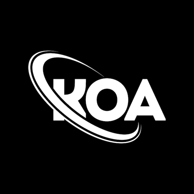 Logotipo de KOA Diseño de logotipo de letra KOA Iniciales Logotipo KOA vinculado con círculo y mayúscula Logotipo de monograma KOA tipografía para negocios tecnológicos y marca inmobiliaria