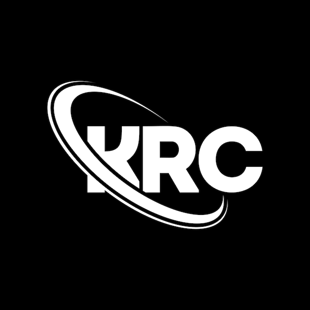 El logotipo KRC, la letra KRC, el diseño del logotipo de la carta KRC, las iniciales, el logotipo de KRC vinculado con un círculo y un monograma en mayúsculas, la tipografía de KRC para el negocio tecnológico y la marca inmobiliaria.