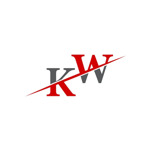 Logotipo KW minimalista con línea diagonal dinámica