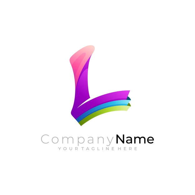Logotipo L con estilo moderno de plantilla de diseño simple