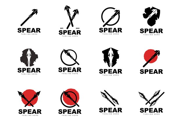 Logotipo de lanza Arma arrojadiza de largo alcance Diseño de icono de destino Producto y marca de empresa Ilustración de icono