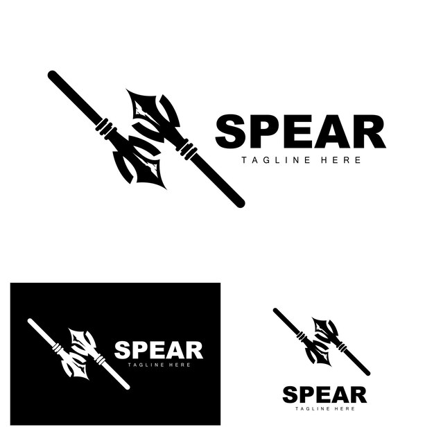 Logotipo de lanza Arma arrojadiza de largo alcance Diseño de icono de destino Producto y marca de empresa Ilustración de icono