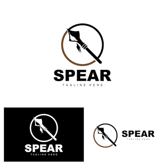 Logotipo de lanza Arma arrojadiza de largo alcance Diseño de icono de destino Producto y marca de empresa Ilustración de icono