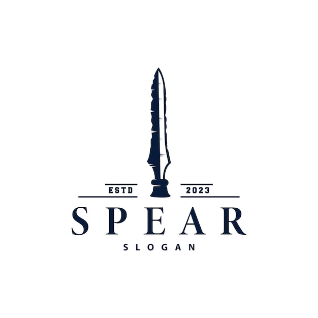 Logotipo de la lanza Diseño de armas de punta de flecha Caza de lanza Simple Vintage Retro Rústico Concepto minimalista