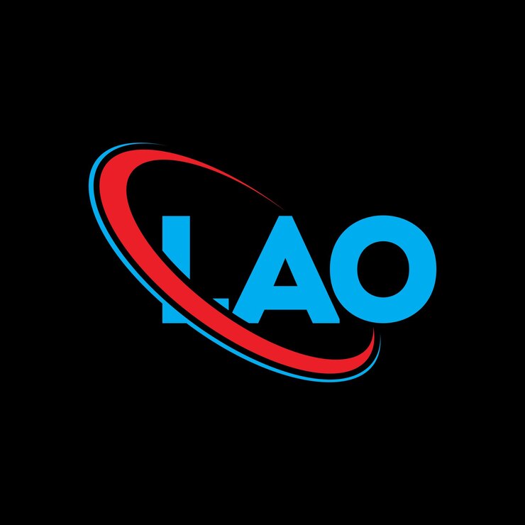 Vector logotipo de lao: diseño de logotipo de la letra lao: iniciales: logotipo de lao vinculado con círculo y monograma en mayúsculas: logotipo lao: tipografía para negocios tecnológicos y marca inmobiliaria.