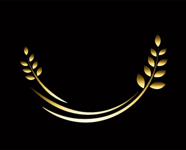 Logotipo de laurel dorado para el premio de la boda de aniversario