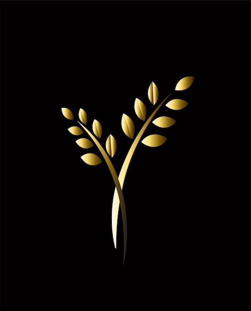Logotipo de laurel dorado para el premio de la boda de aniversario