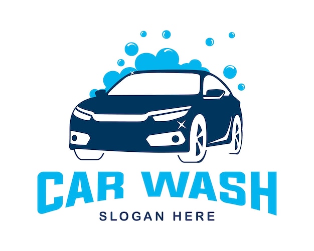 Vector logotipo de lavado de automóviles en azul logotipo de lavado de automóviles en un fondo blanco icono de lavado de automóviles plantilla de logotipo de lavado de automóviles creativo