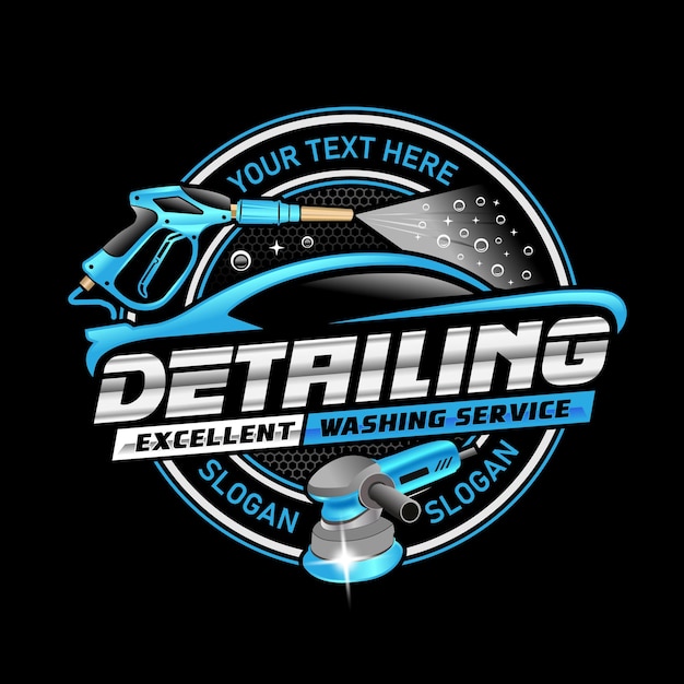 Logotipo de lavado de autos y detalles automáticos para negocios de automóviles