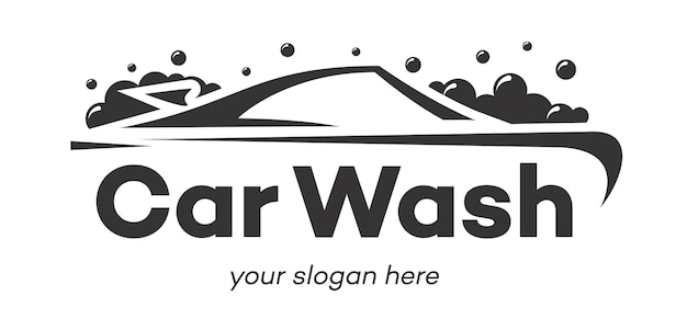 Logotipo de lavado de autos estilo plano de color negro