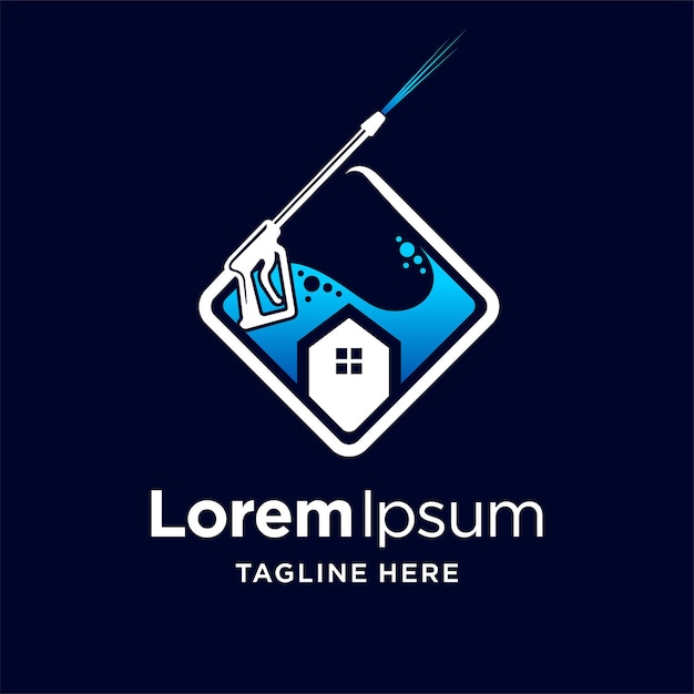 Logotipo de lavado a presión con concepto cuadrado