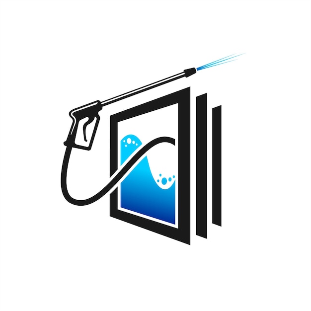 logotipo de lavado a presión con concepto de depósitos de agua
