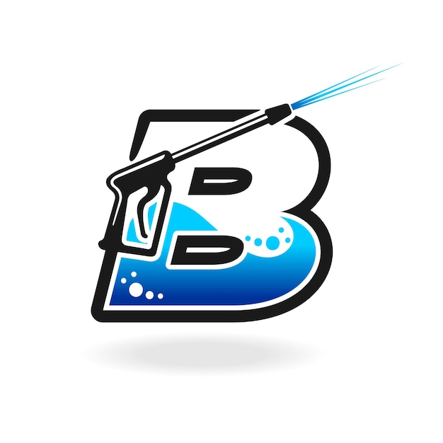 Logotipo de lavado a presión con concepto de letra B