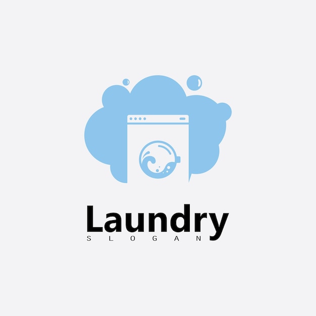 Logotipo de la lavadora de lavandería con círculo para su icono de negocio de lavandería