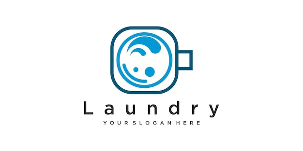 Logotipo de lavadora de lavandería para su negocio de lavandería Vector Premium