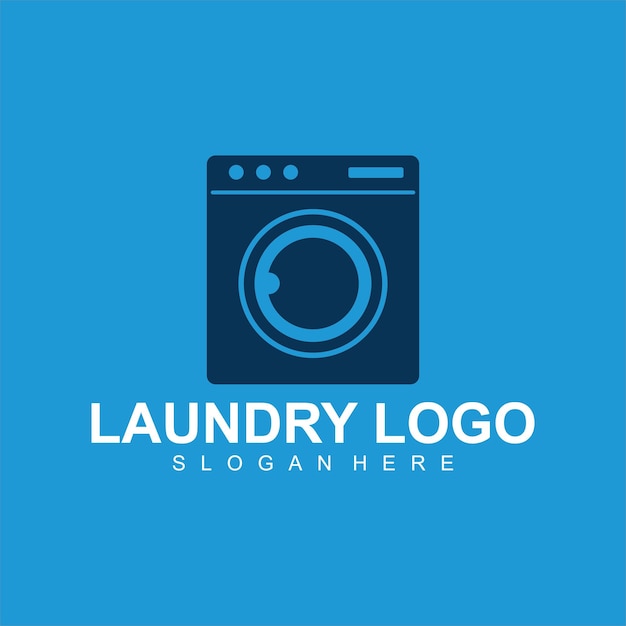 Logotipo de lavadora de ropa vectorial para el negocio de limpieza