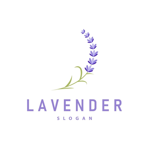 Logotipo de lavanda Elegante planta de flores púrpura Ilustración de diseño de ornamentos florales