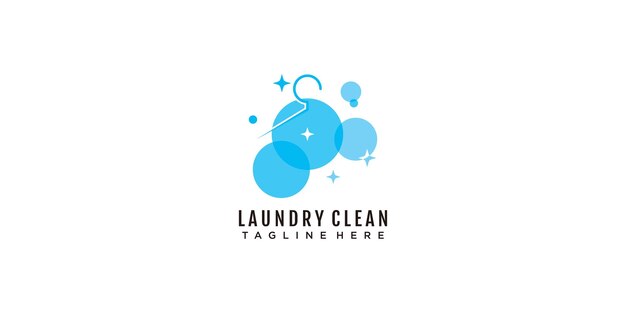 Logotipo de lavandería con vector de icono de diseño de concepto creativo