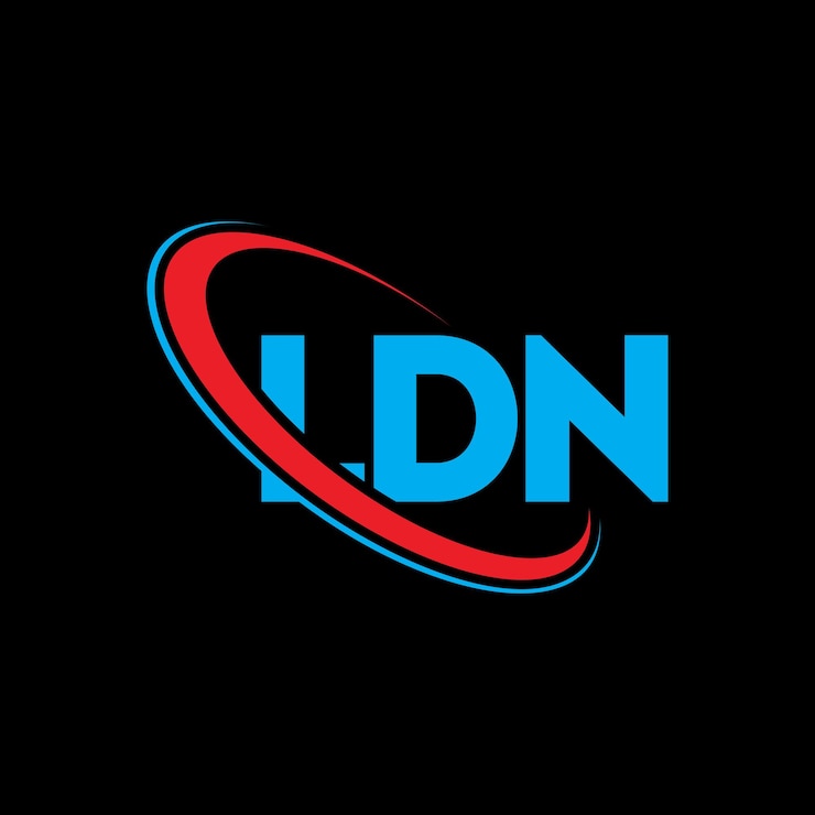 Vector logotipo ldn ldn letra ldn letra logotipo diseño iniciales ldn logotipo vinculado con círculo y mayúscula monograma logotipo ldn tipografía para negocios de tecnología y marca inmobiliaria