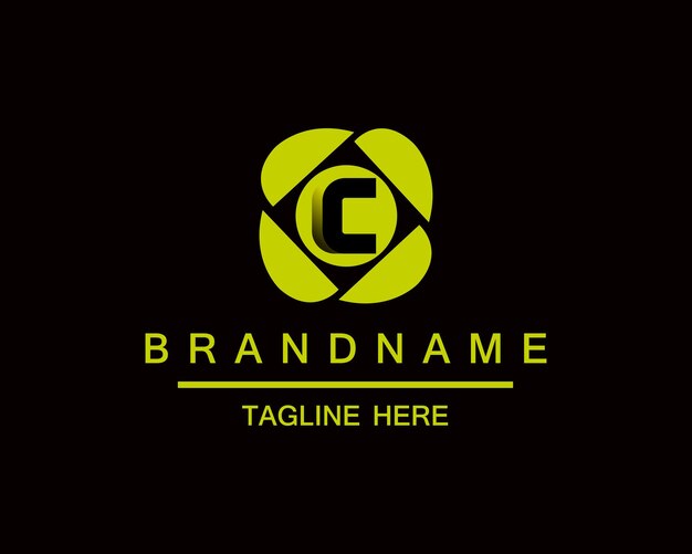 Logotipo de lente de cámara con plantilla de inspiración de diseño C inicial