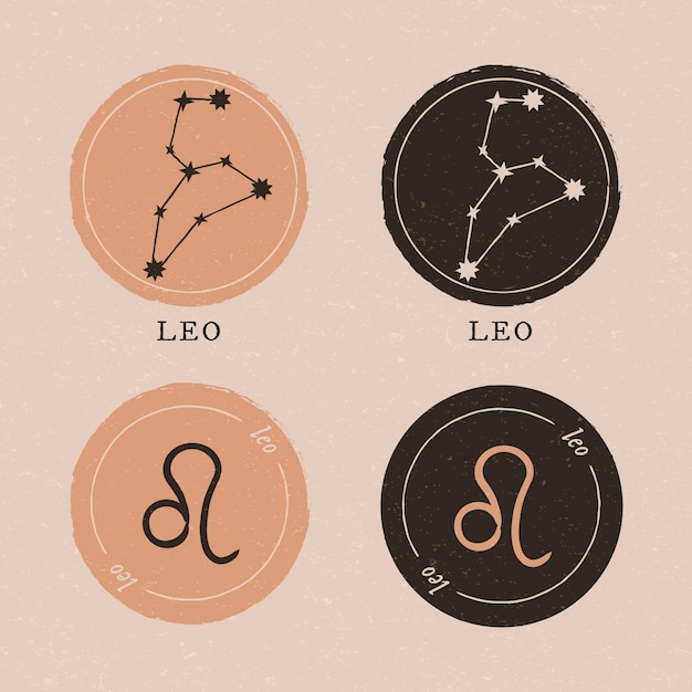 Vector logotipo de leo de diseño plano dibujado a mano