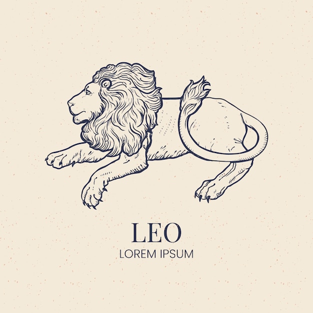 Logotipo de leo de diseño plano dibujado a mano