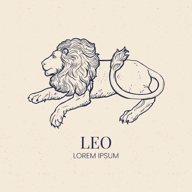 Vector logotipo de leo de diseño plano dibujado a mano