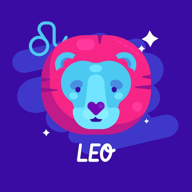 Logotipo de leo de diseño plano dibujado a mano