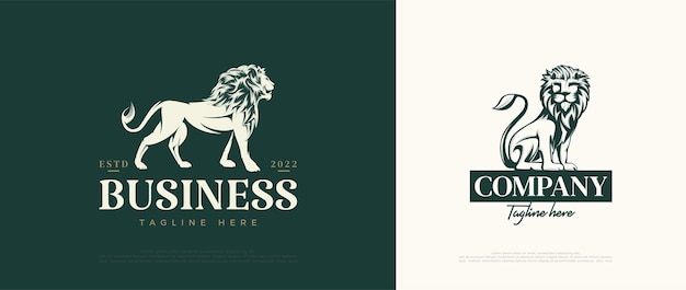 Logotipo de león clásico moderno con un león erguido Diseño premium con conceptos lujosos y elegantes