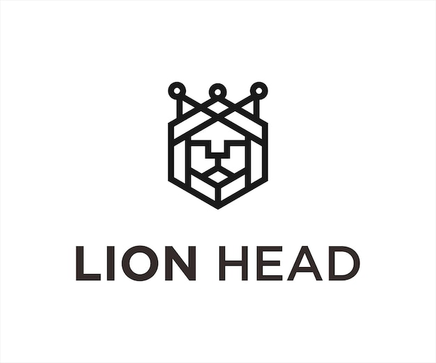 Logotipo de león hexagonal o vector de león