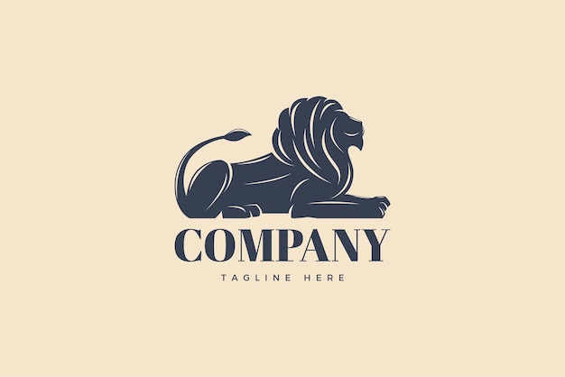 Logotipo de león con ilustración de un león sentado relajado