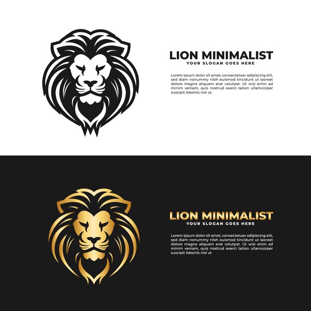 Logotipo de león negro y dorado minimalista