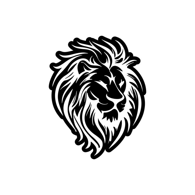 Logotipo de león que se muestra en una imagen vectorial simple en blanco y negro