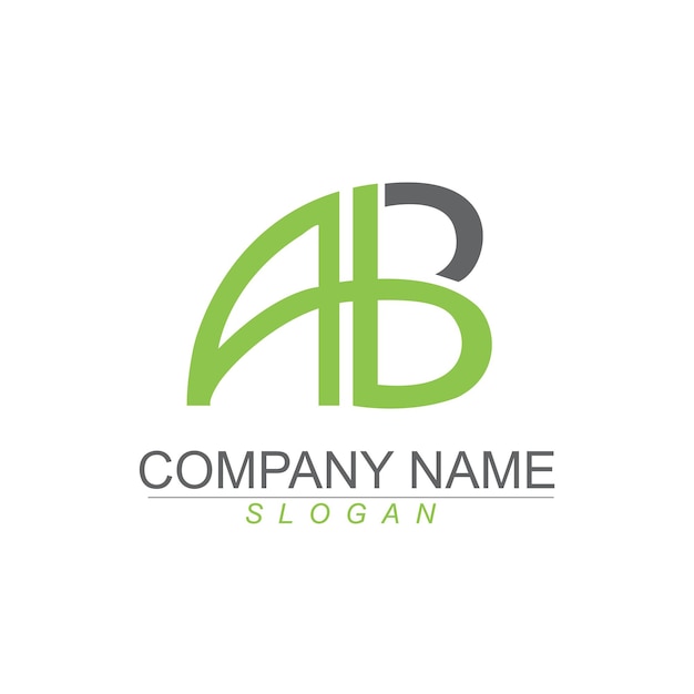 Un logotipo de letra AB con una letra verde y gris