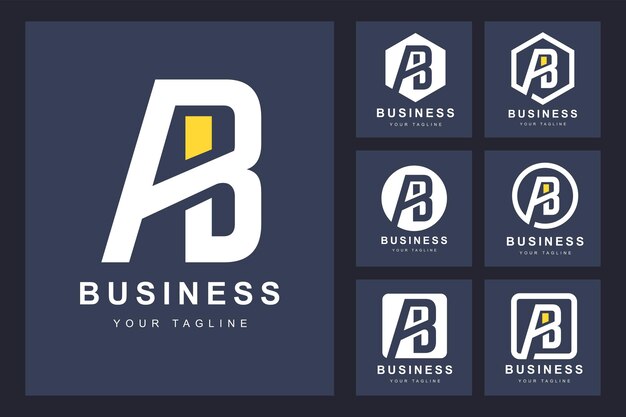 Logotipo de letra ab minimalista con varias versiones.