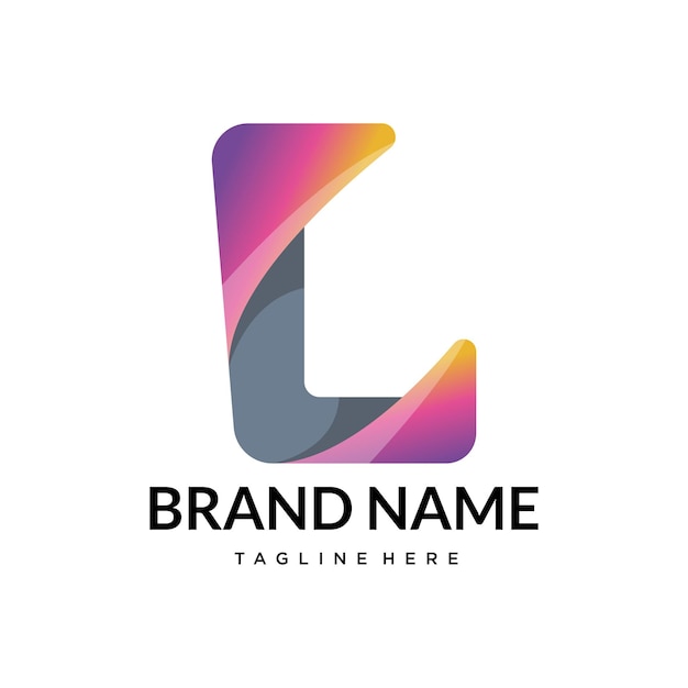 El logotipo de la letra abstracta de gradiente L