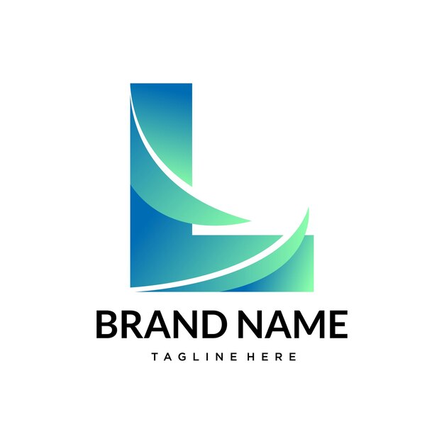 El logotipo de la letra abstracta de gradiente L