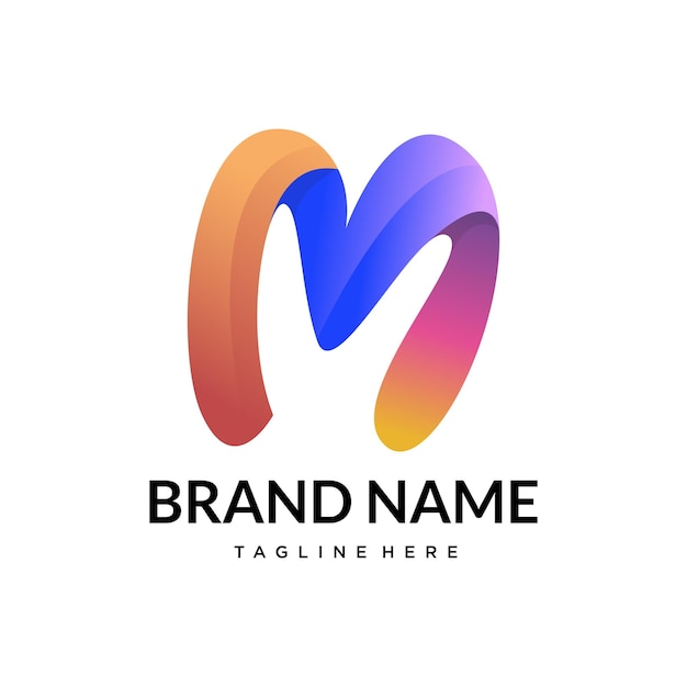 El logotipo de la letra abstracta de gradiente M