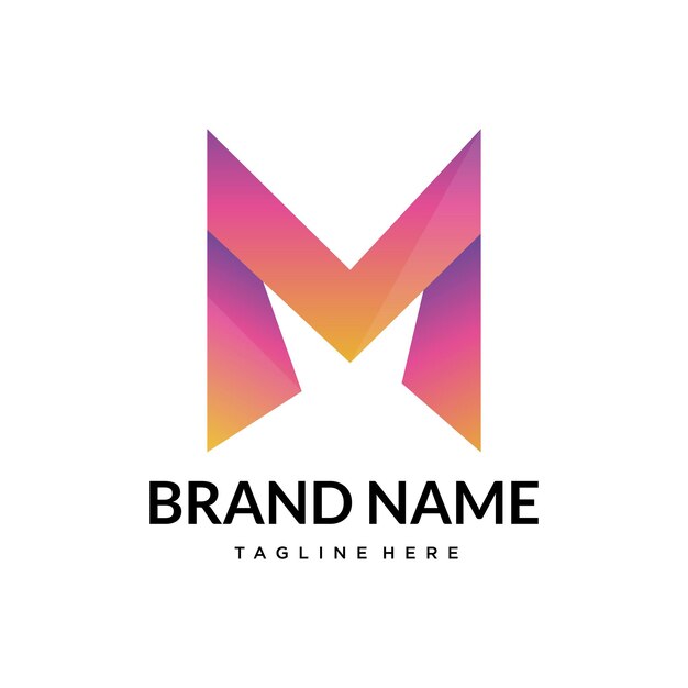 El logotipo de la letra abstracta de gradiente M
