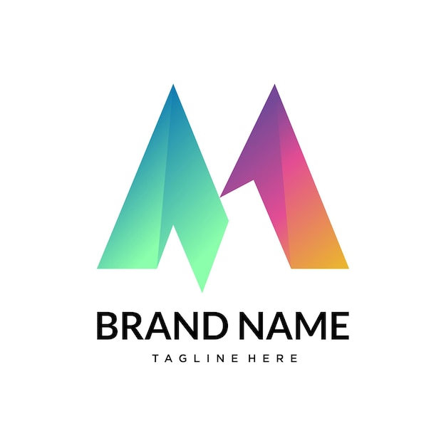 El logotipo de la letra abstracta de gradiente M
