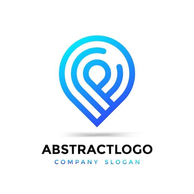 Logotipo de letra abstracta pf con símbolo de icono de ubicación de signo de pin