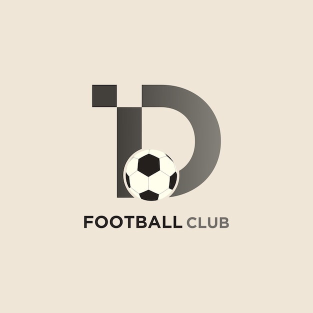 Logotipo de letra abstracta con vector premium de club de fútbol moderno D inicial