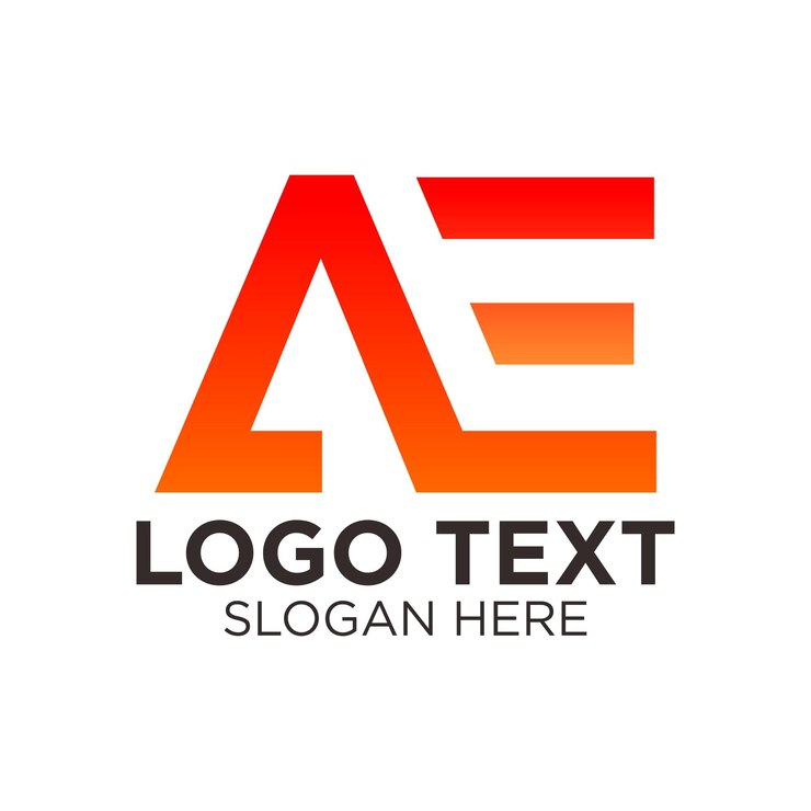 Vector con el logotipo de la letra ae y el color rojo naranja
