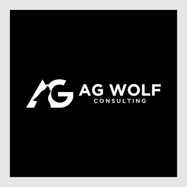 Logotipo de letra AG y lobo para empresa