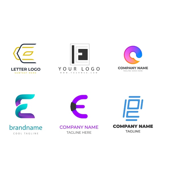 Logotipo de la letra alfabeto e diseño de la marca empresarial corporativa colección de diseño de logotipo abstracto de la compañía