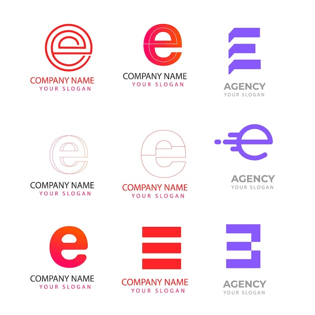 Logotipo de la letra alfabeto e diseño de la marca empresarial corporativa colección de diseño de logotipo abstracto de la compañía