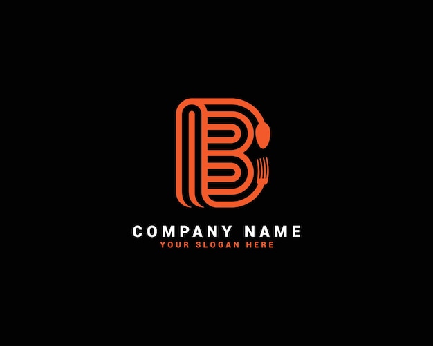 Logotipo de letra de alimentos B, logotipo de letra de cuchara B, conjunto de logotipos de letras de alimentos, alfabeto de alimentos